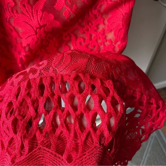 Lulus Charlee Red Lace Sleeveless Midi Dress Size Large - Picture 13 of 15